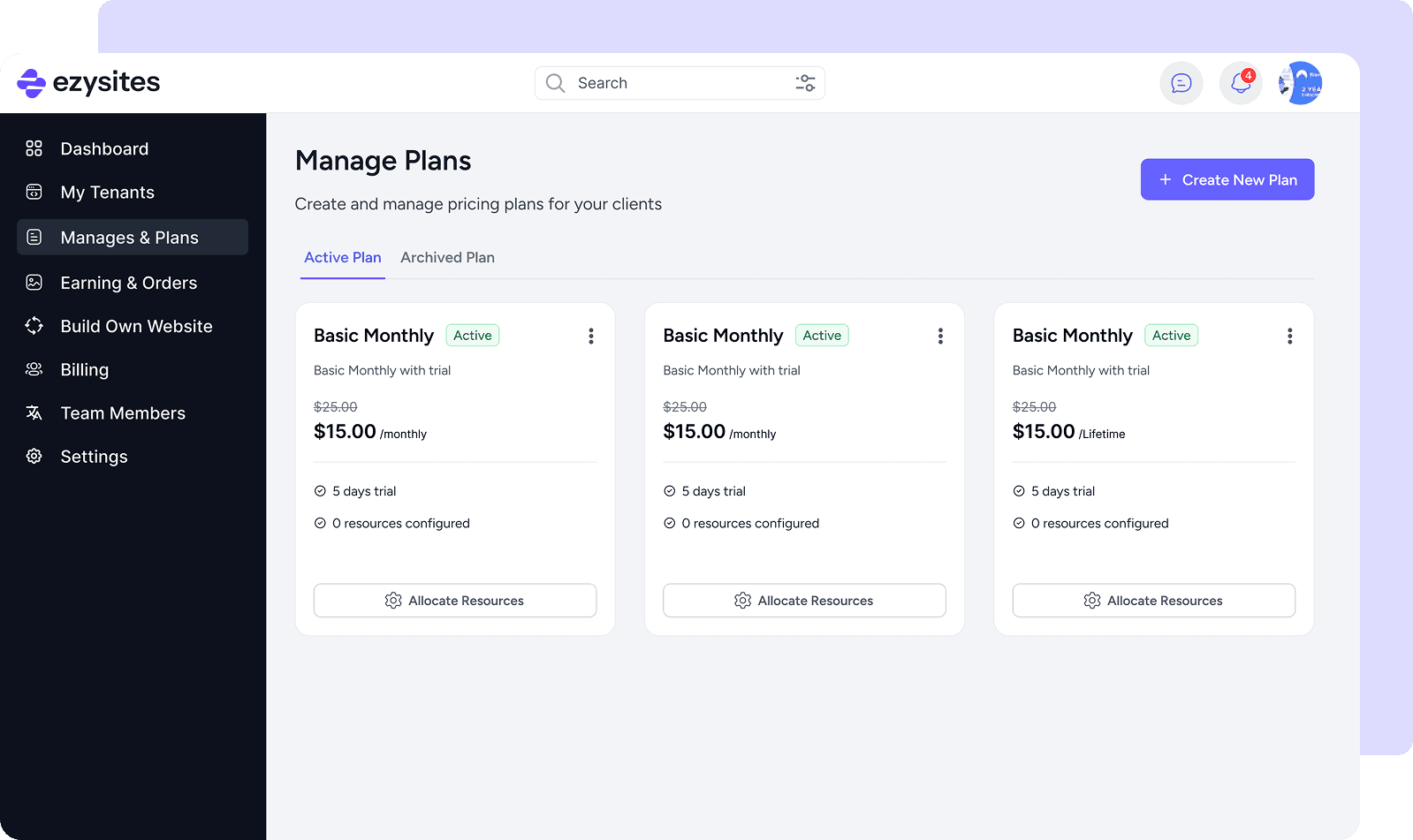 Create Plans & Manage Resources