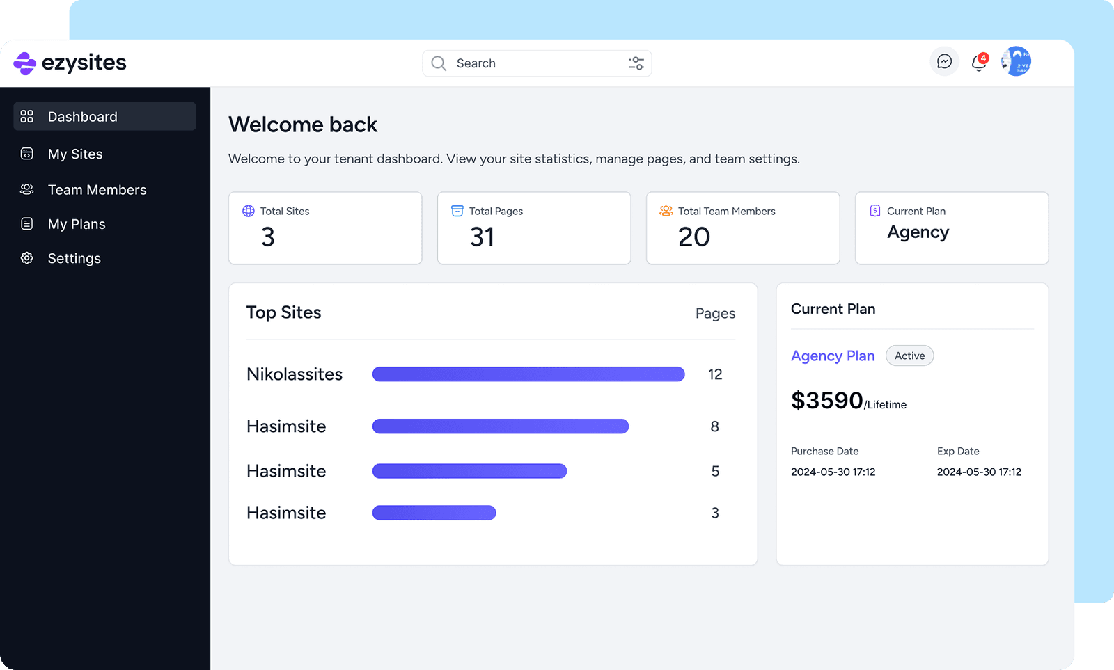 Separate Tenant Dashboard